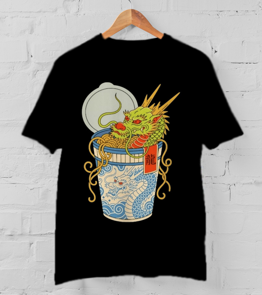 Dragon Ramen Cup With Traditional Japanese Kanji T-Shirt