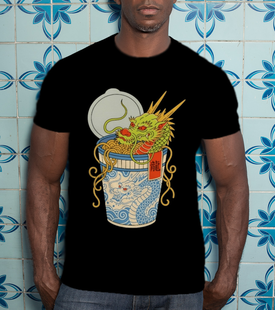 Dragon Ramen Cup With Traditional Japanese Kanji T-Shirt