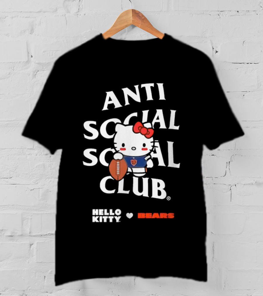 Anti Social Social Club Hello Kitty Chicago Bears Collaboration T-Shirt