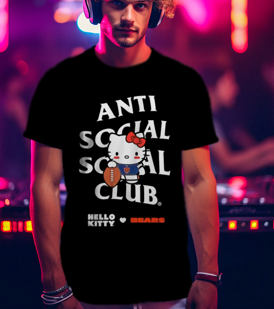 Anti Social Social Club Hello Kitty Chicago Bears Collaboration T-Shirt