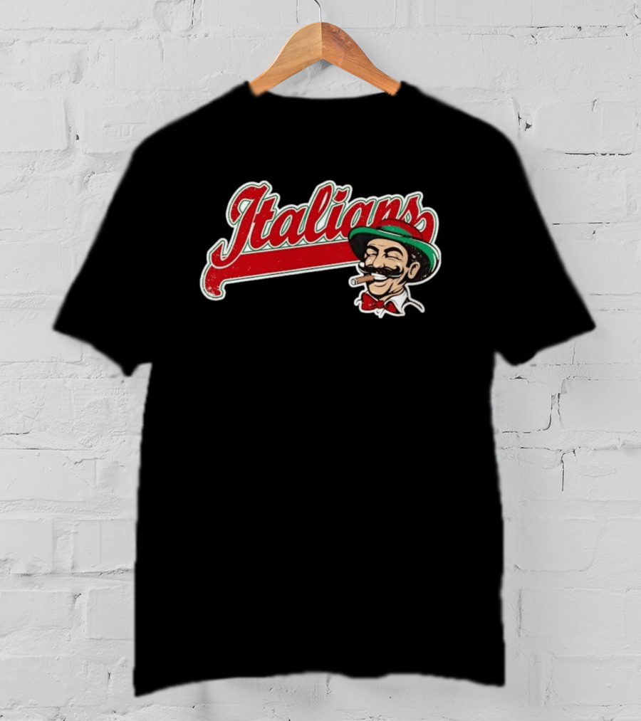 Italians Distressed Heritage Mustache Cigar Bow Tie T-Shirt