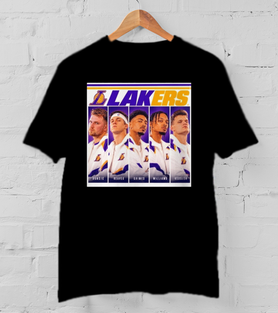 Lakers NBA Stars Collage Luka Dončić Austin Reaves Quentin Grimes Jalen Williams Walker Kessler T-Shirt