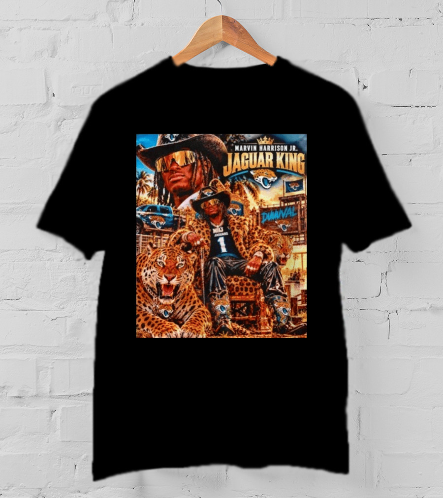Marvin Harrison Jr Jaguar King Jacksonville Jaguars No 1 Jaguar Football Champion T-Shirt