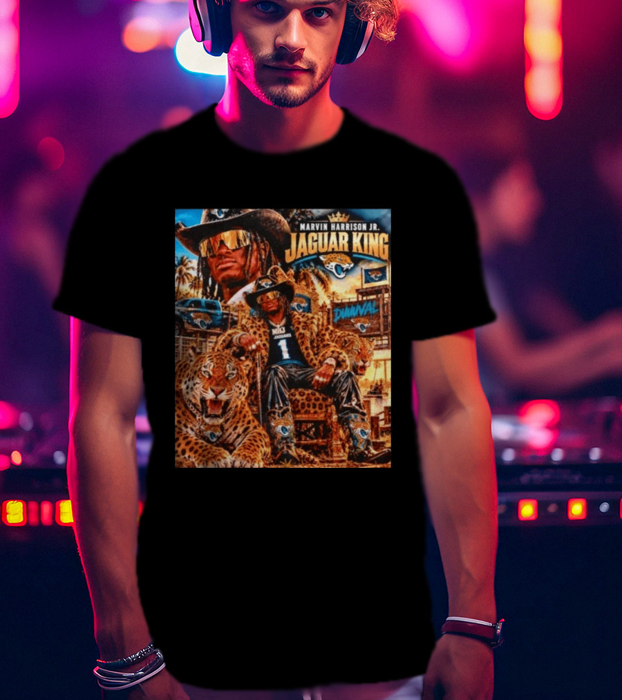Marvin Harrison Jr Jaguar King Jacksonville Jaguars No 1 Jaguar Football Champion T-Shirt