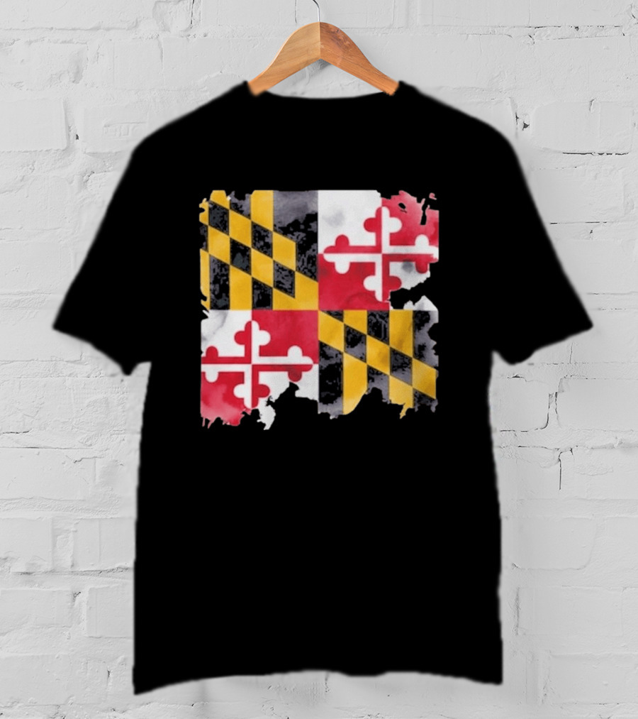 Maryland Distressed Flag Casual Summer Look T-Shirt
