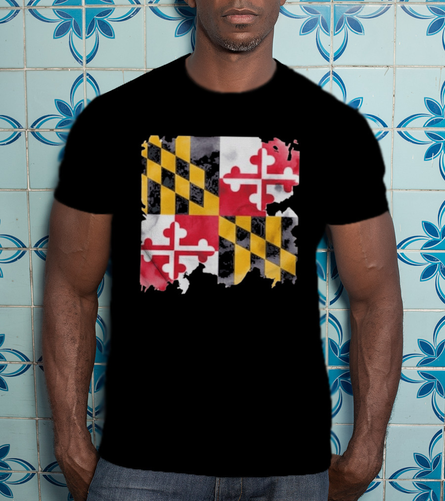 Maryland Distressed Flag Casual Summer Look T-Shirt