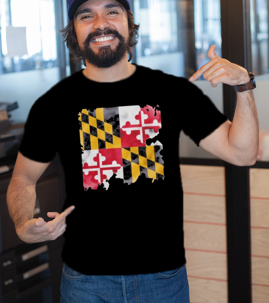 Maryland Distressed Flag Casual Summer Look T-Shirt