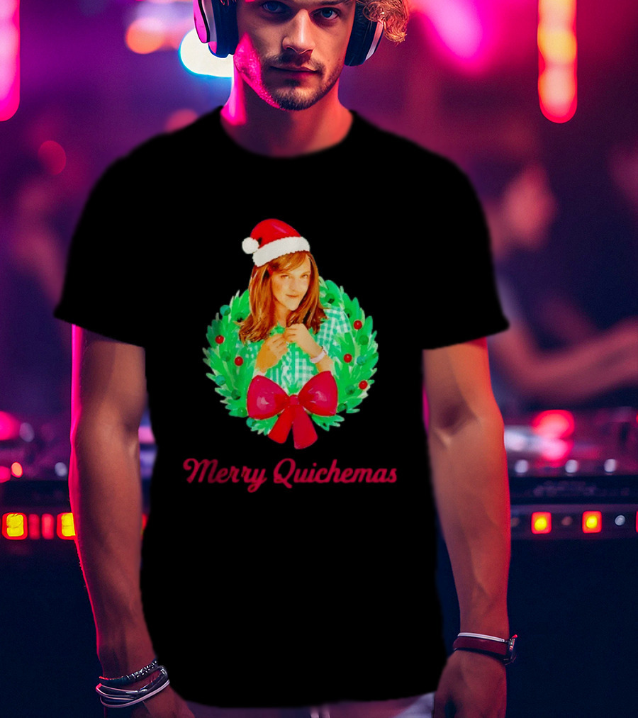 Merry Quichemas Santa Hat Wreath Gilmore Girls Christmas T-Shirt