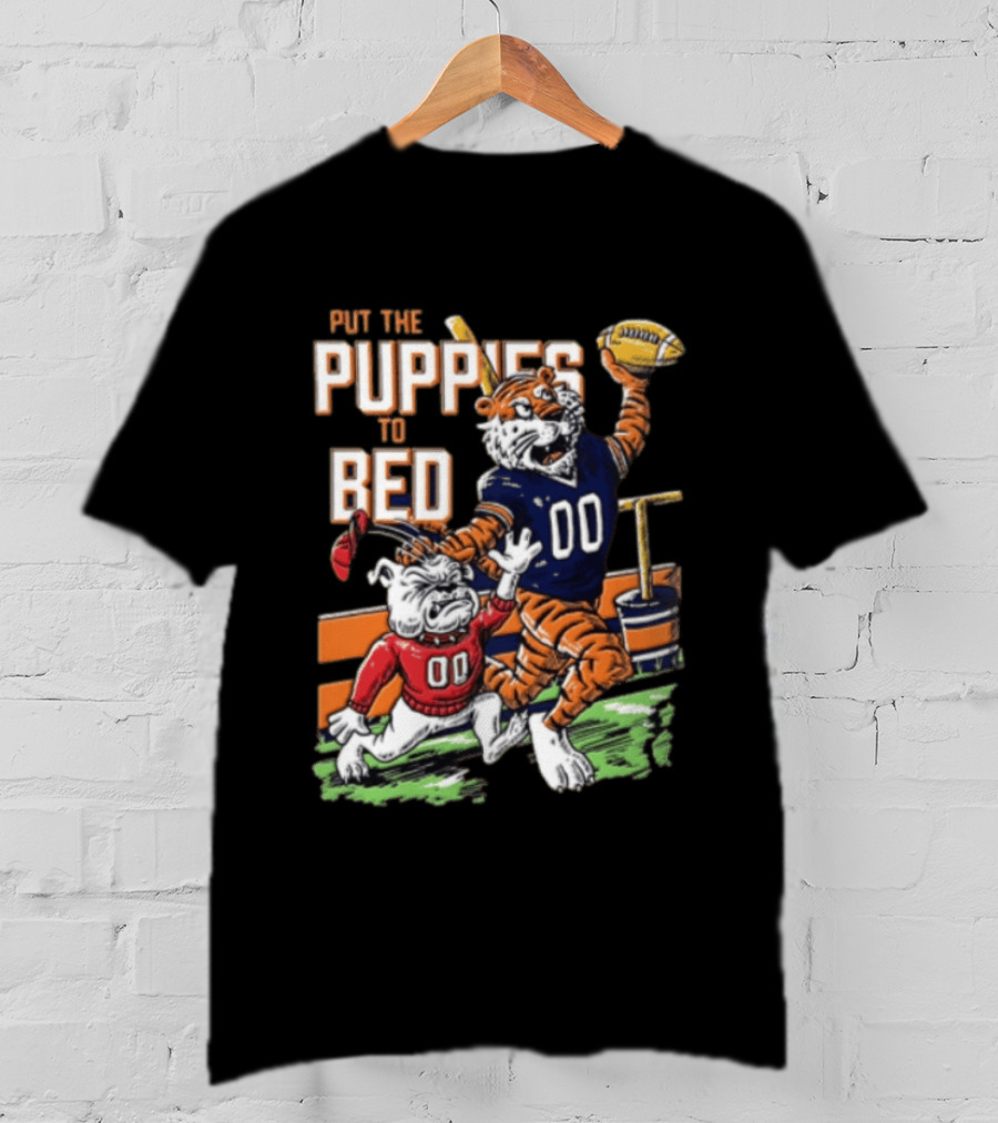 Put The Puppies To Bed Tiger Football T-Shirt
