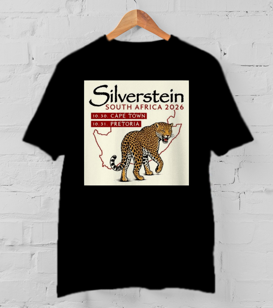 Silverstein South Africa 2026 Cape Town Pretoria Leopard Map Concert Dates T-Shirt