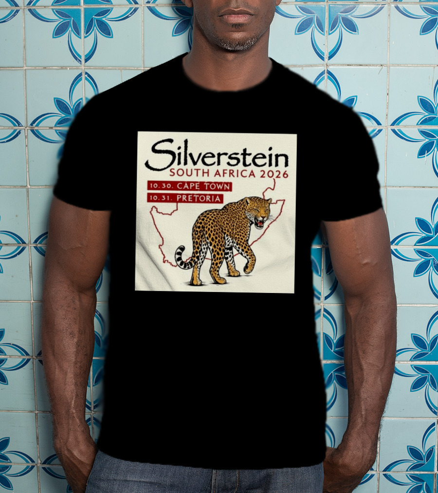 Silverstein South Africa 2026 Cape Town Pretoria Leopard Map Concert Dates T-Shirt