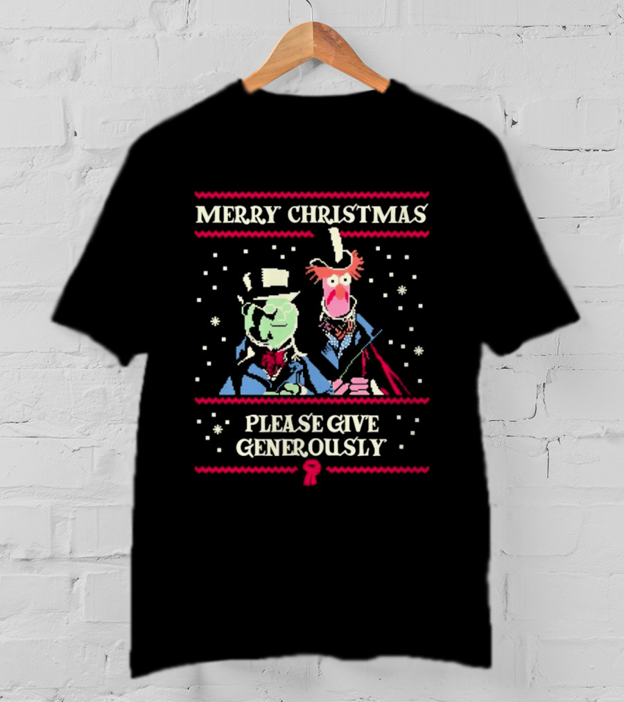 Merry Christmas Statler And Waldorf Please Give Generously T-Shirt