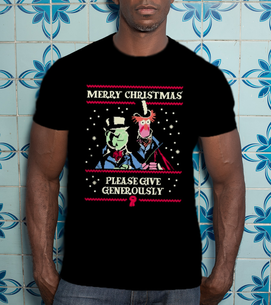 Merry Christmas Statler And Waldorf Please Give Generously T-Shirt