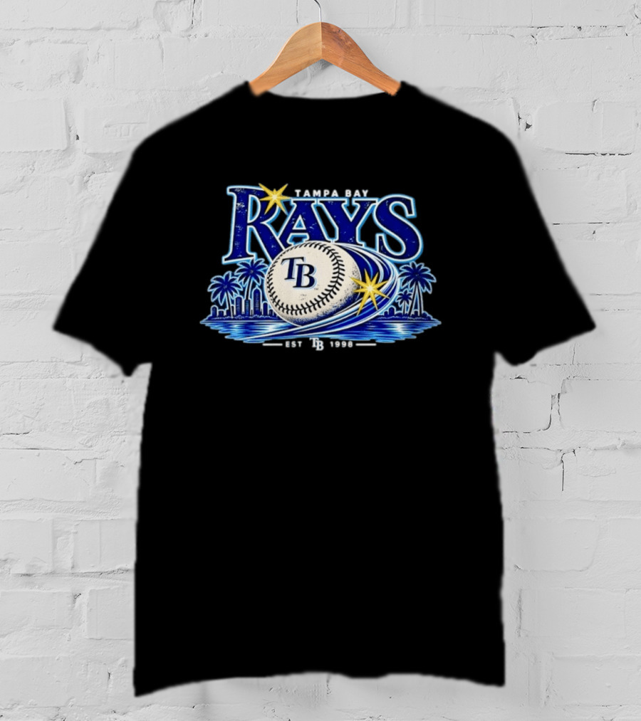 Tampa Bay Rays TB Baseball Est 1998 Vintage MLB City Skyline Palms T-Shirt
