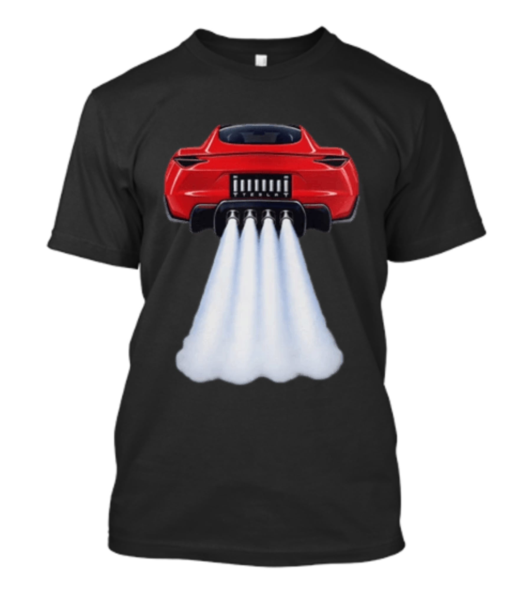 Tesla Roadster SpaceX Flying Car Rocket Thrusters Jet Blast T-Shirt