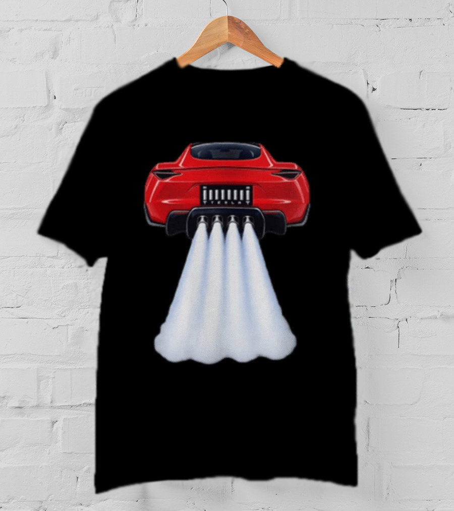 Tesla Roadster SpaceX Flying Car Rocket Thrusters Jet Blast T-Shirt