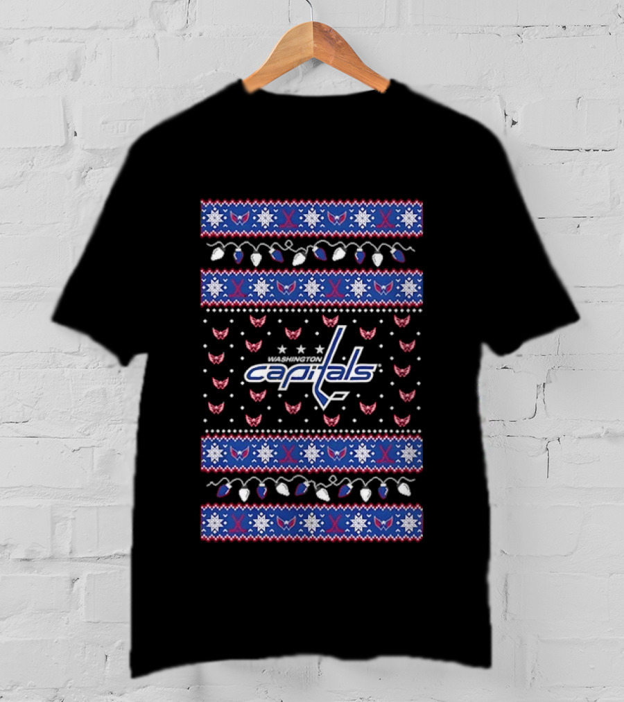 Washington Capitals Ugly Christmas Sweater Pattern Holiday T-Shirt