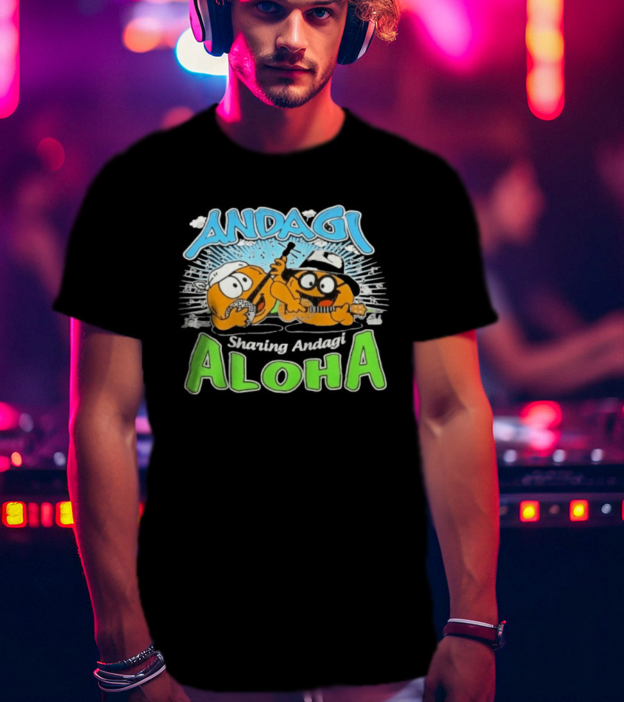 Andagi Sharing Aloha Music Japanese Cartoon Characters T-Shirt