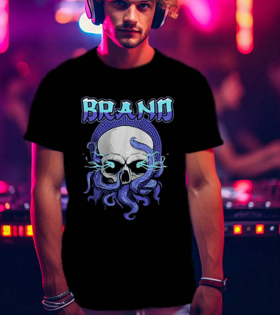 BRAND Skull With Tentacles Gothic Dark Spooky T-Shirt
