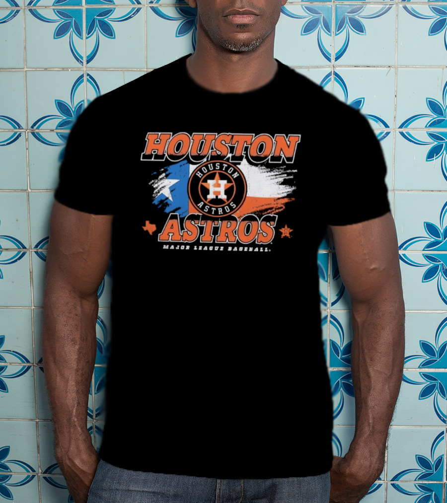Houston Astros Distressed Major League Baseball Texas Flag T-Shirt