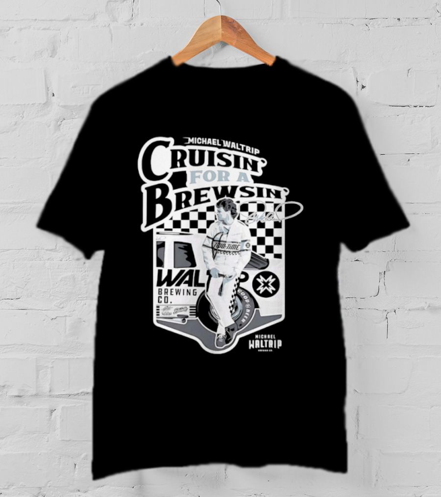 Michael Waltrip Cruisin' For A Brewsin' Checkered Racing T-Shirt