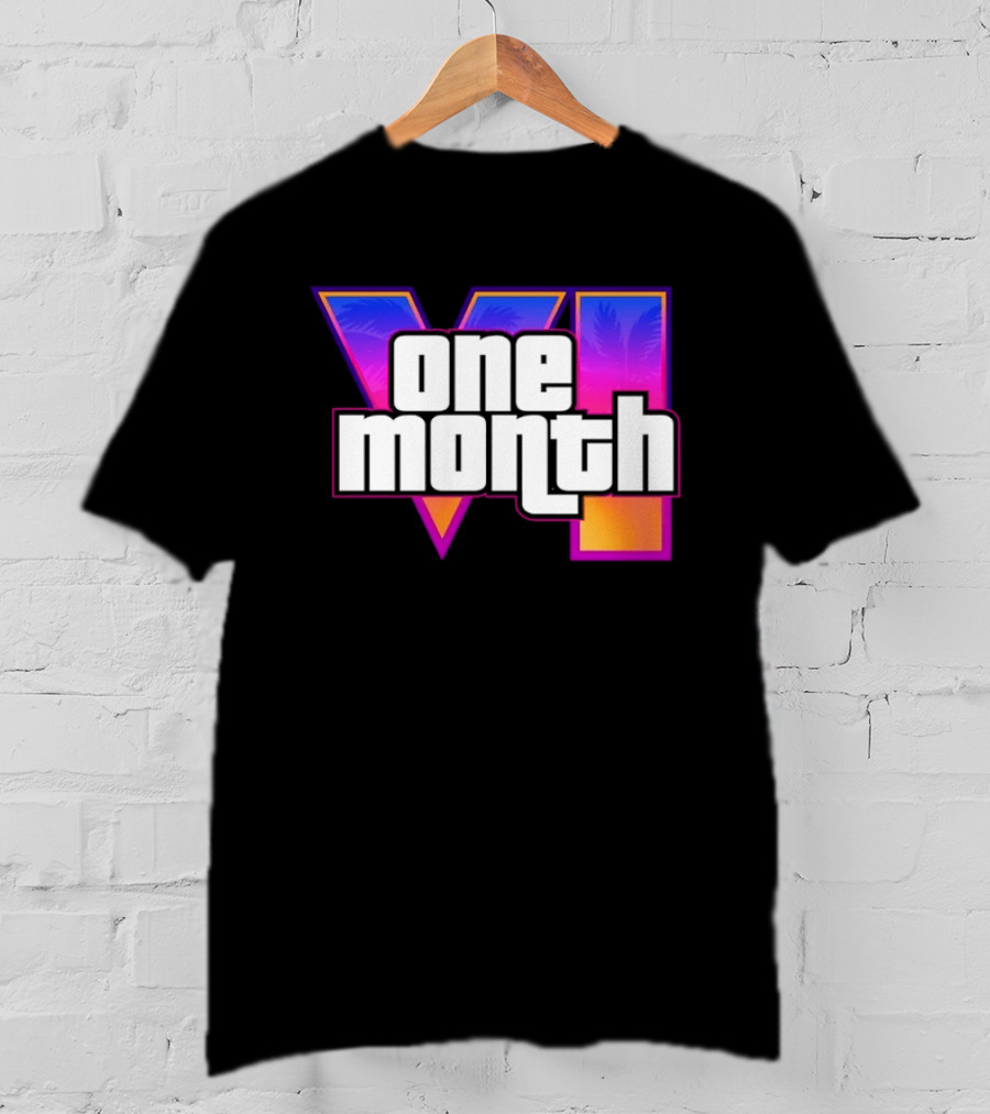 One Month VI Gaming Grand Theft Auto 6 Palms Retro Gradient T-Shirt