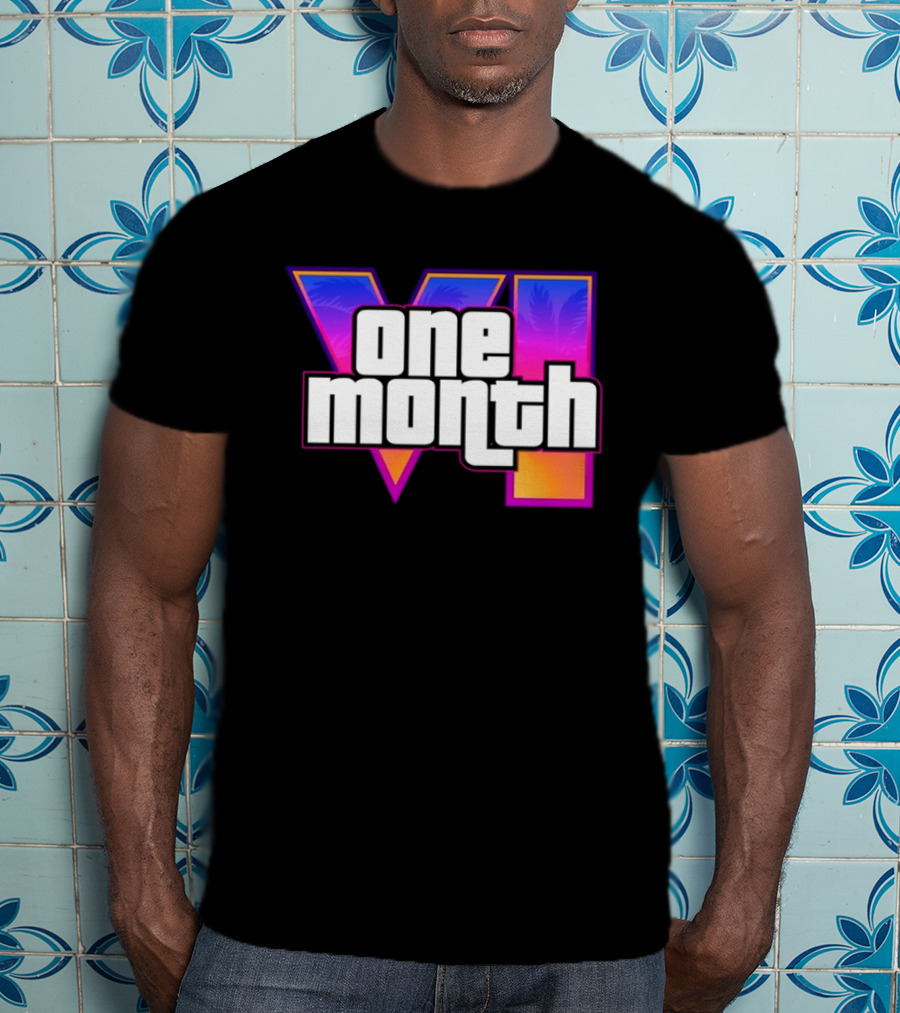 One Month VI Gaming Grand Theft Auto 6 Palms Retro Gradient T-Shirt