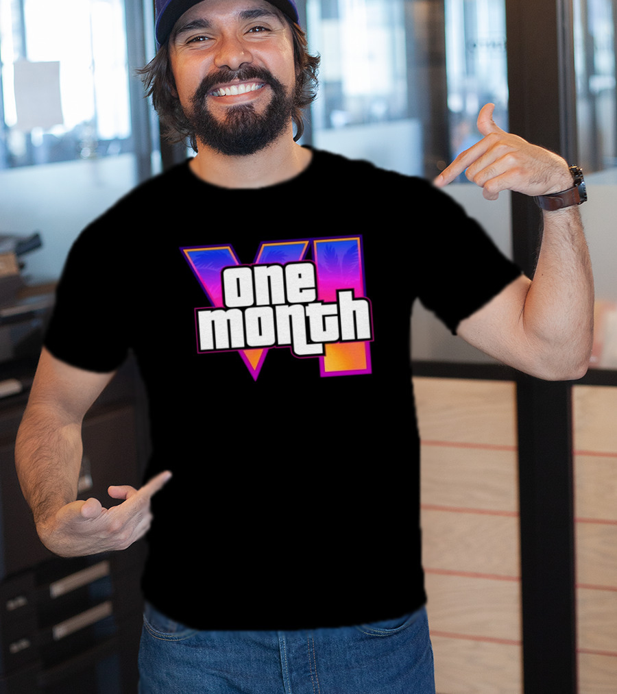 One Month VI Gaming Grand Theft Auto 6 Palms Retro Gradient T-Shirt