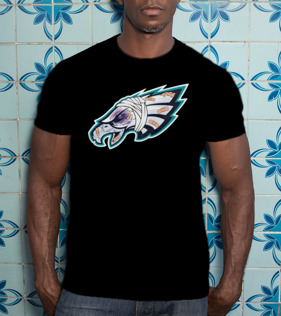 Philadelphia Eagles Injured Bandaged Logo Sports Humor T-Shirt