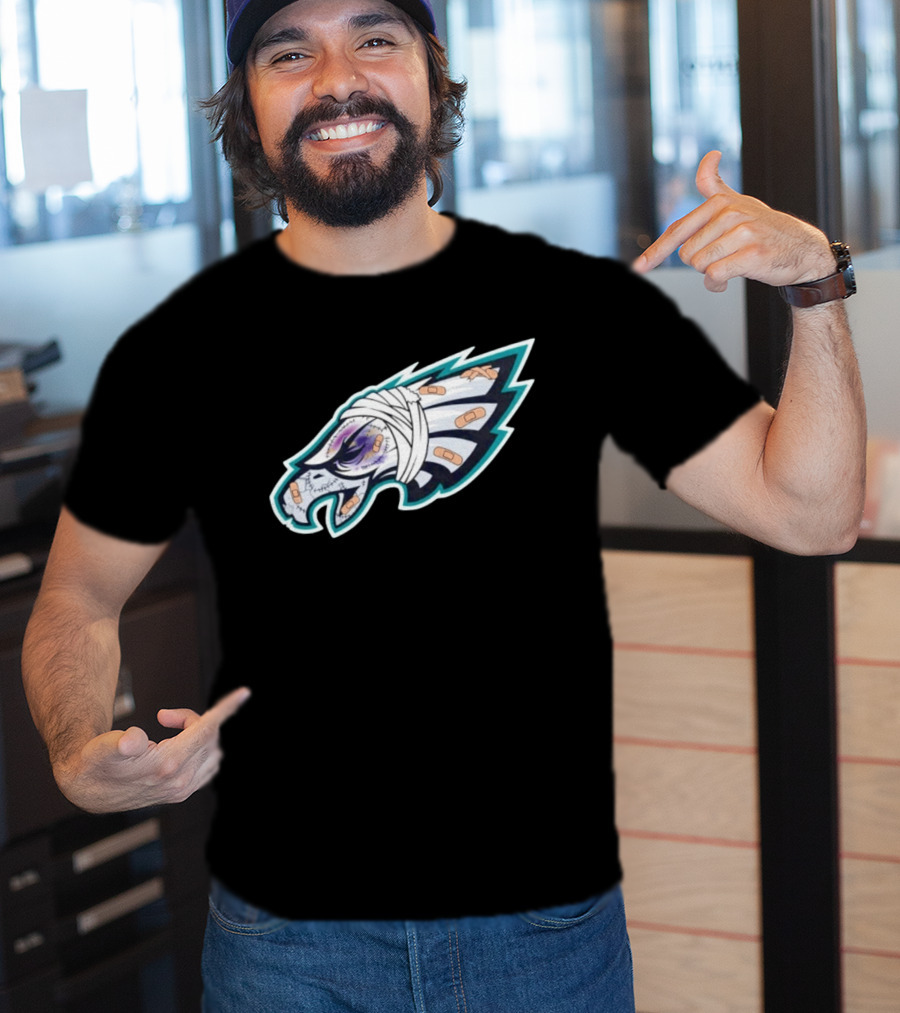 Philadelphia Eagles Injured Bandaged Logo Sports Humor T-Shirt
