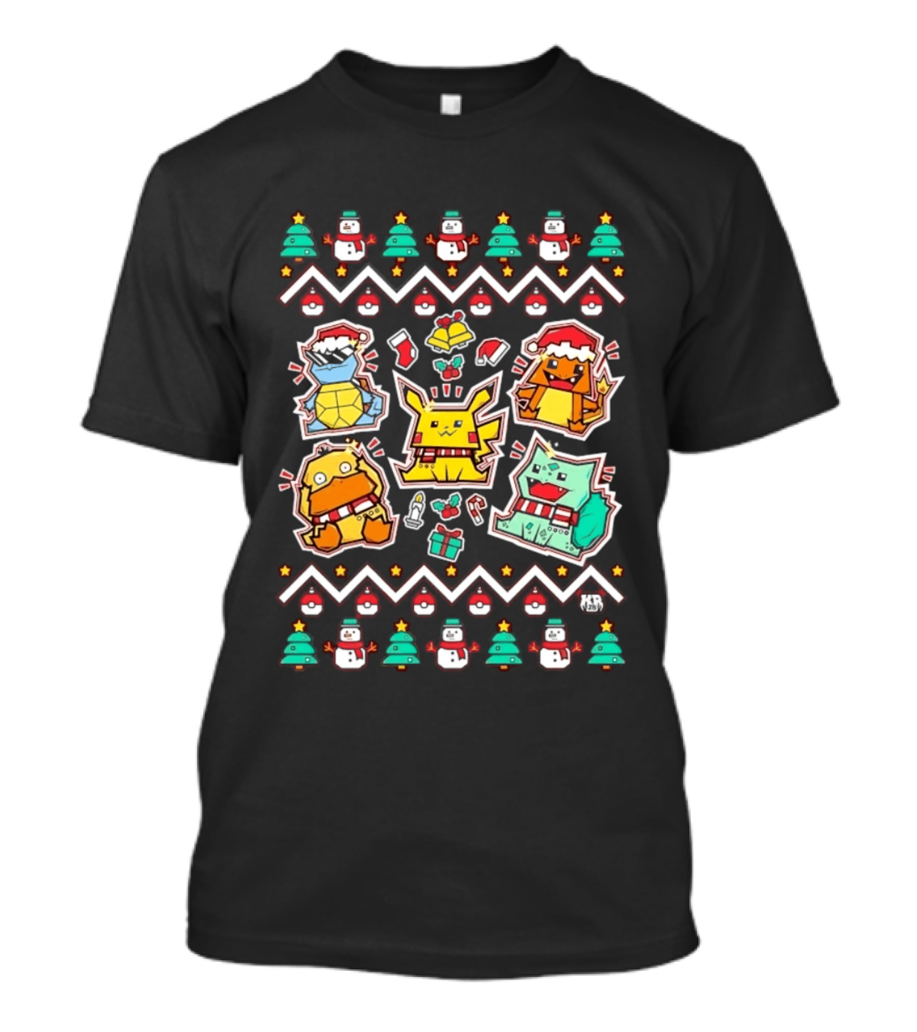 Pokemon Christmas Pikachu Charmander Snorlax Psyduck Holiday Sweater Characters T-Shirt