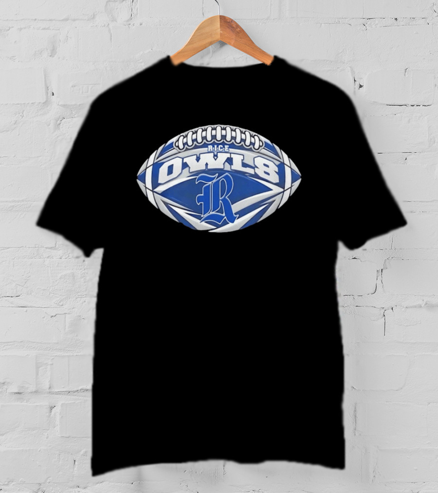 Rice Owls Football NCAA Oval Shape R Logo Football T-Shirt