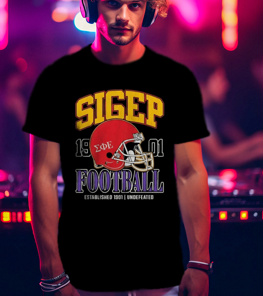 SigEp Football 1901 Red Helmet Undefeated Established 1901 T-Shirt