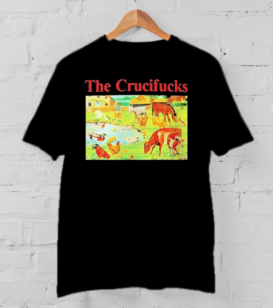 The Crucifucks Farm Animals Punk Rock Band Pastoral Scene T-Shirt