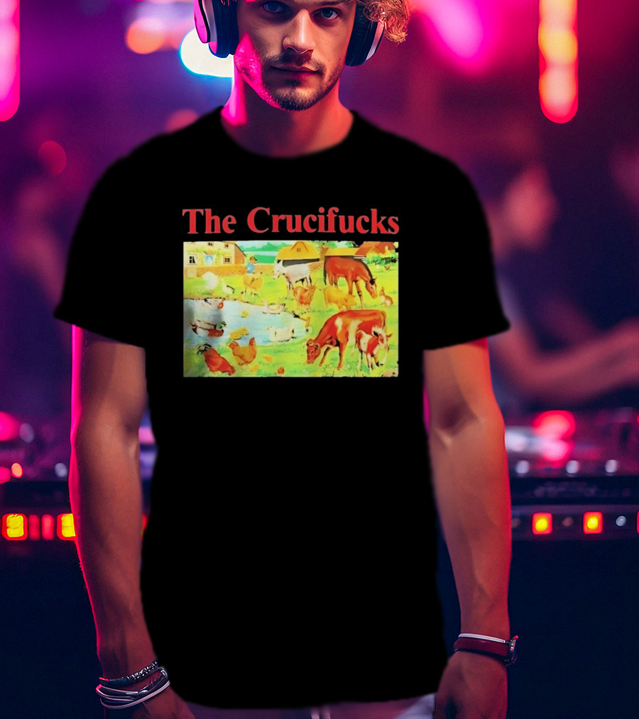 The Crucifucks Farm Animals Punk Rock Band Pastoral Scene T-Shirt