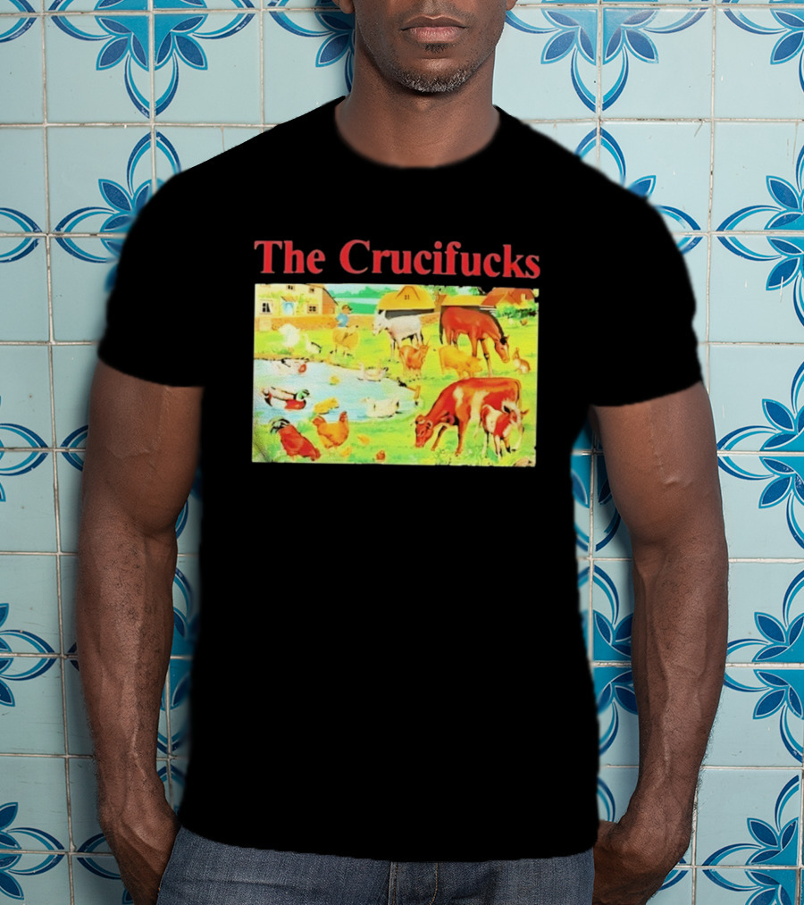 The Crucifucks Farm Animals Punk Rock Band Pastoral Scene T-Shirt