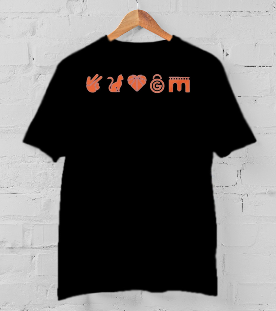 Peace Cat Heart Basketball Spiral Arch T-Shirt