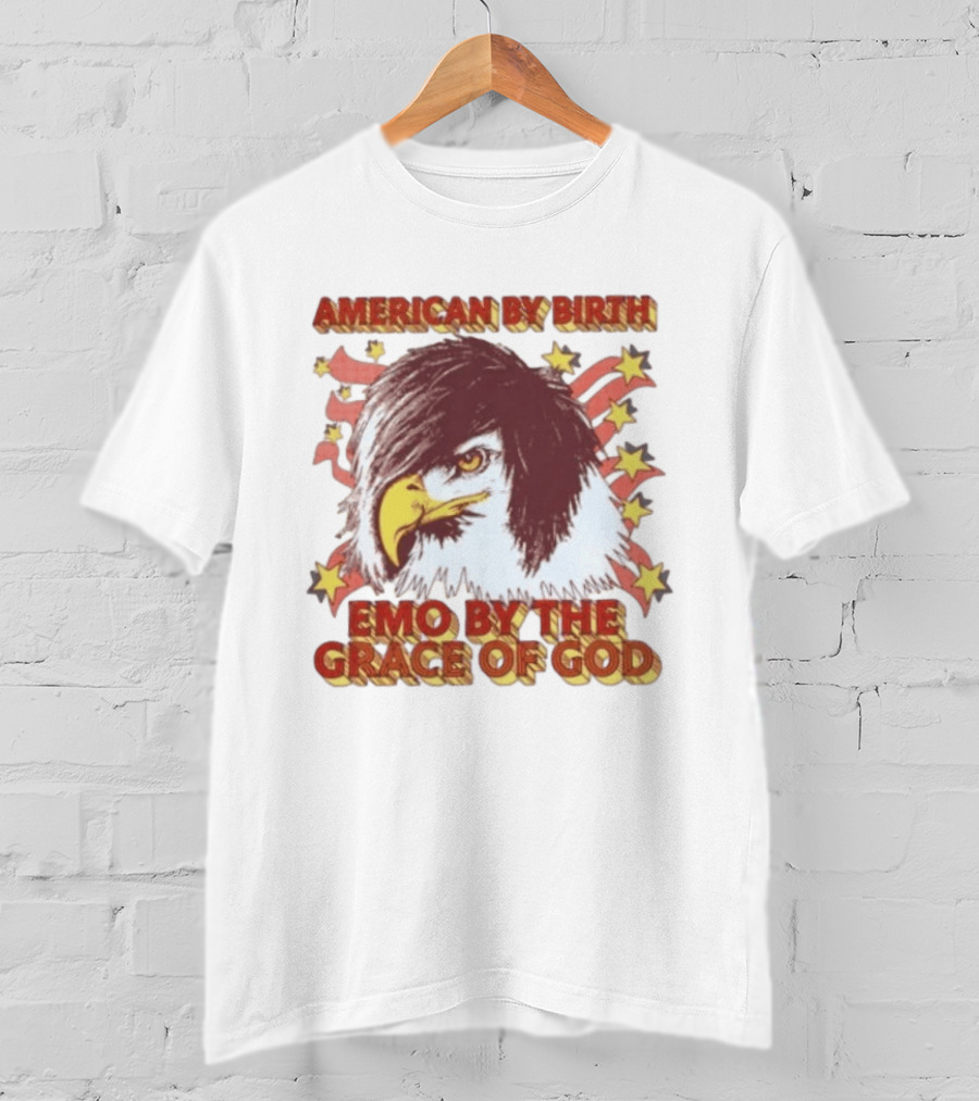 American By Birth Emo By The Grace Of God Eagle Stars And Stripes T-Shirt