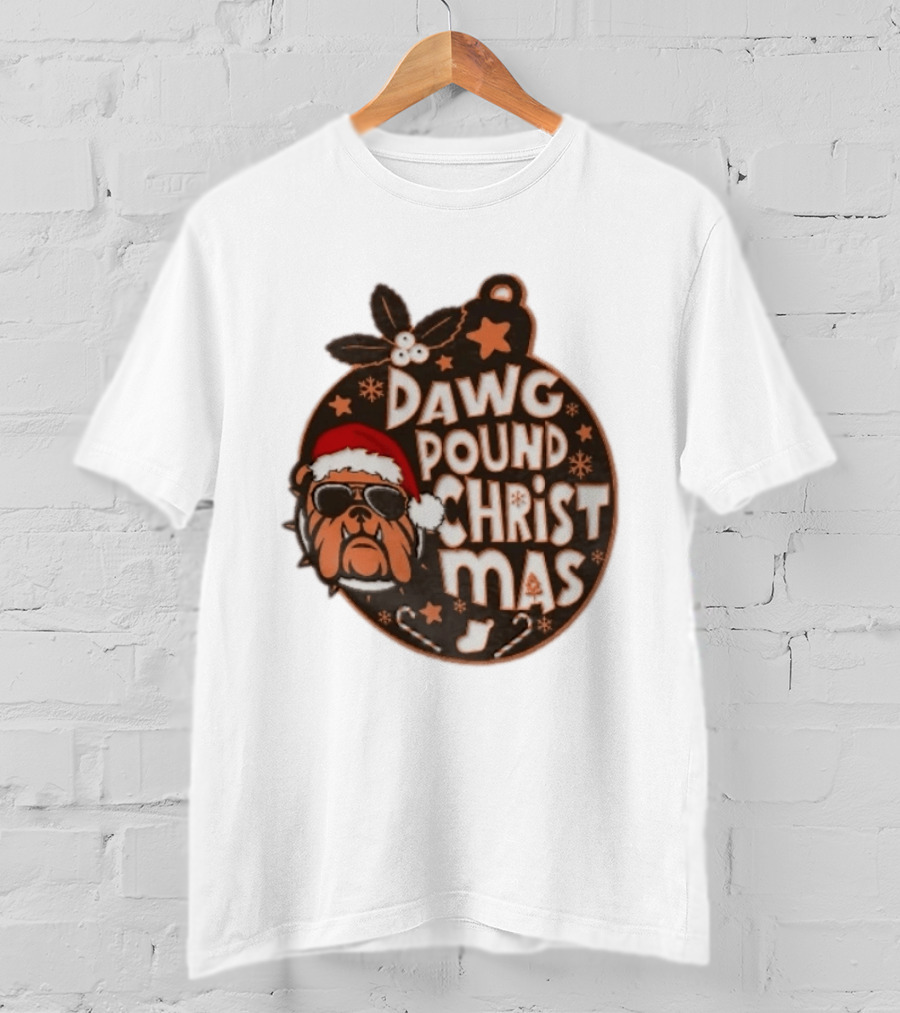 Cleveland Browns Dawg Pound Christmas Santa Bulldog Holiday Sweater T-Shirt