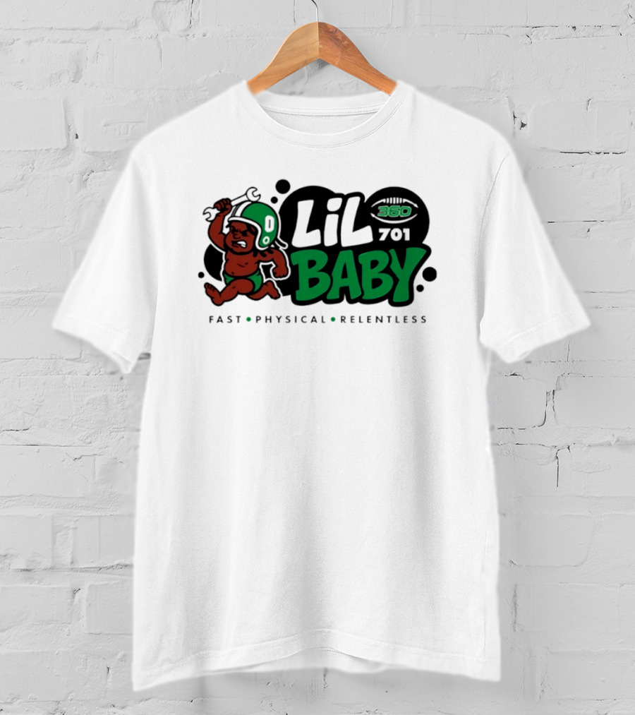 Lil Baby 360 701 Fast Physical Relentless Football Cartoon T-Shirt