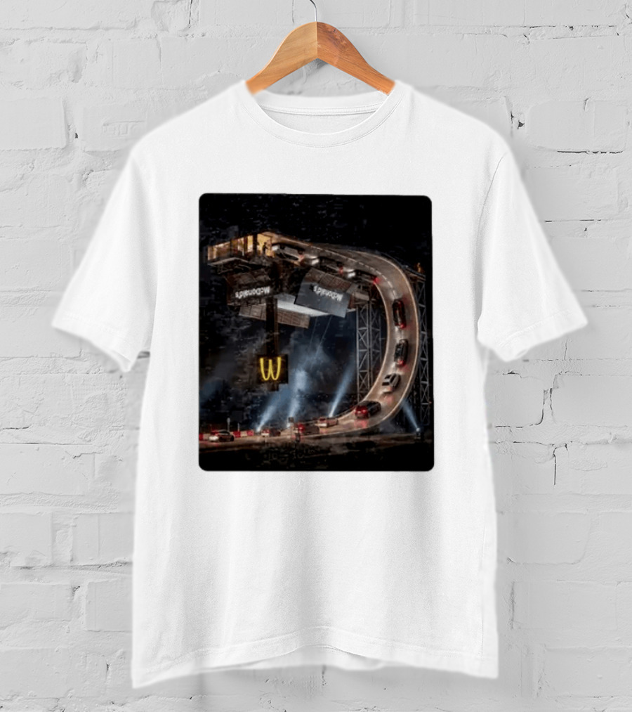McDonald's Surreal Upside Down Drive Thru Concept Night Scene T-Shirt