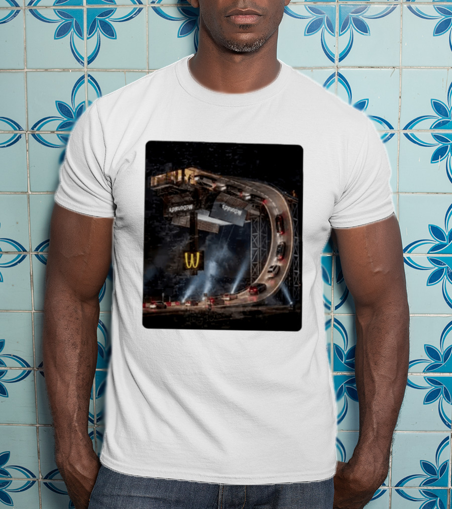 McDonald's Surreal Upside Down Drive Thru Concept Night Scene T-Shirt