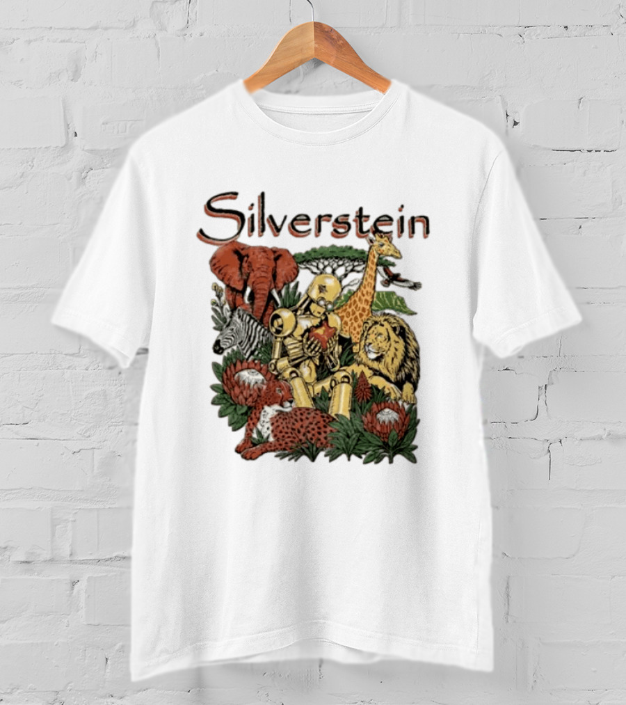 Silverstein Safari Robot With Elephant Giraffe Lion Leopard Post Hardcore T-Shirt