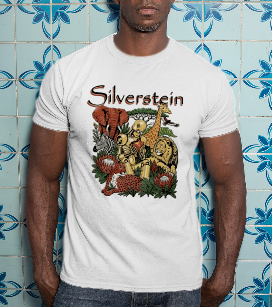 Silverstein Safari Robot With Elephant Giraffe Lion Leopard Post Hardcore T-Shirt