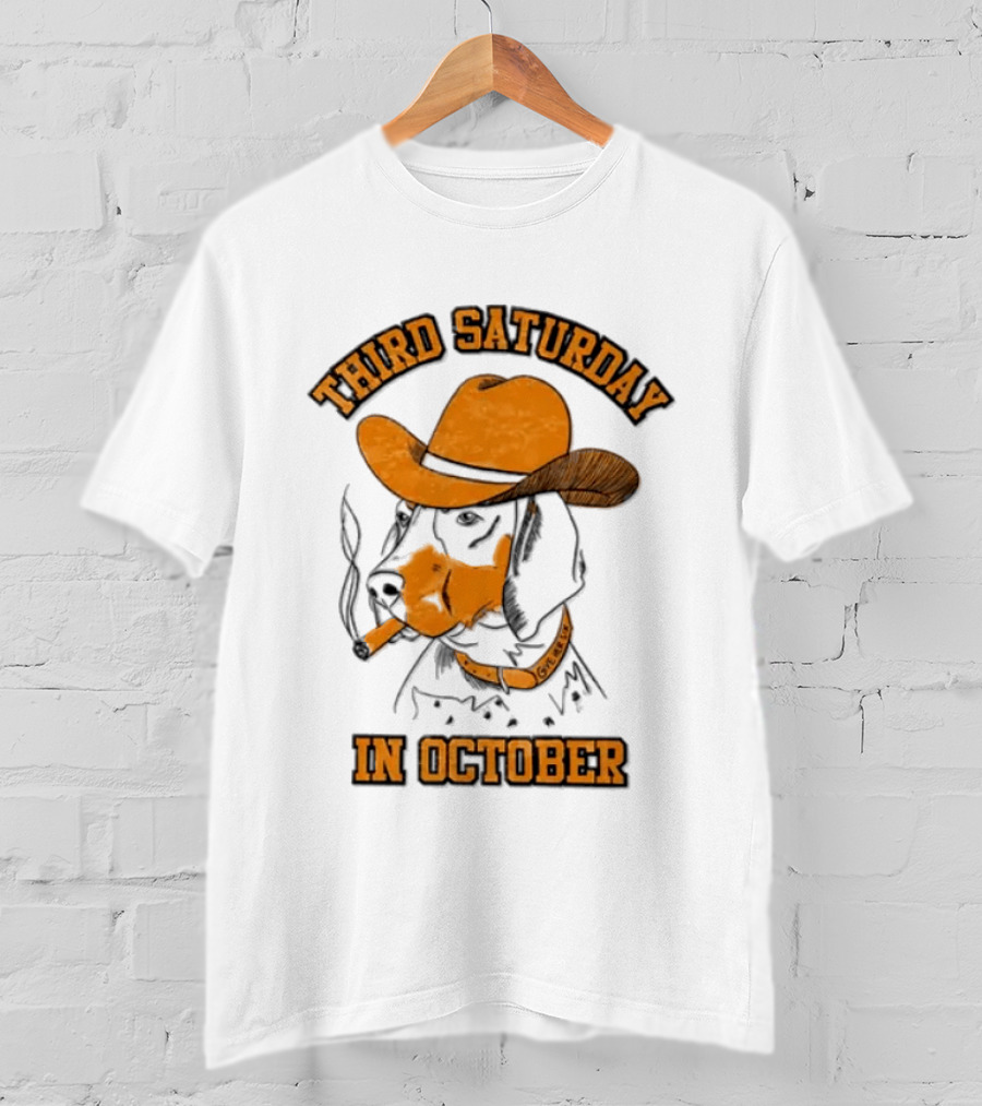 Third Saturday In October Tennessee Volunteers Dog With Cowboy Hat T-Shirt