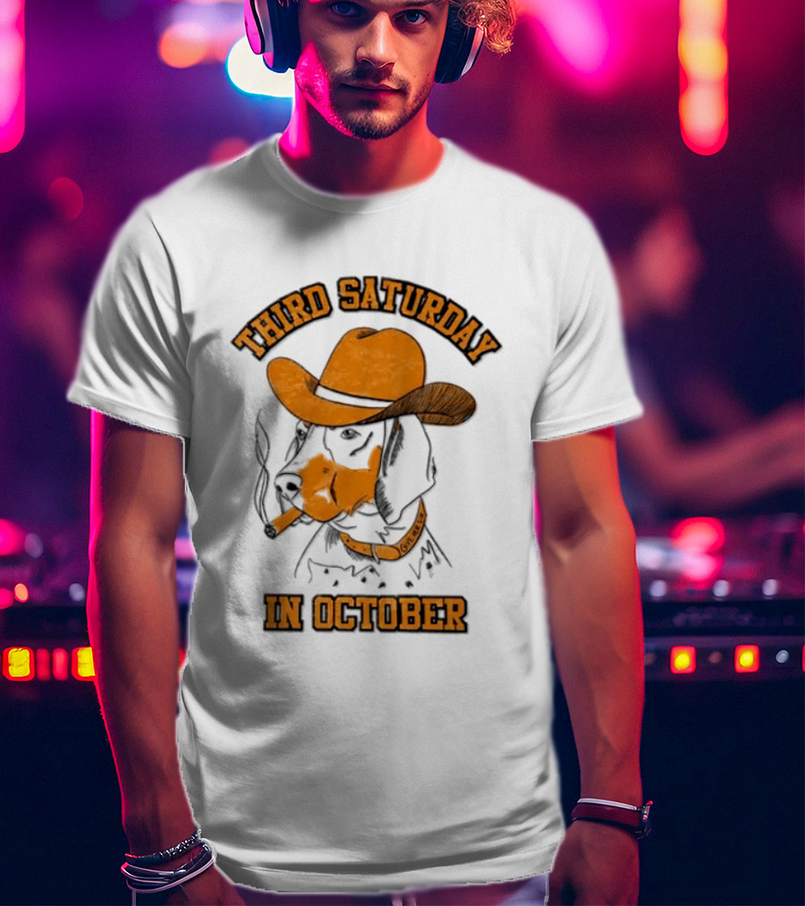 Third Saturday In October Tennessee Volunteers Dog With Cowboy Hat T-Shirt