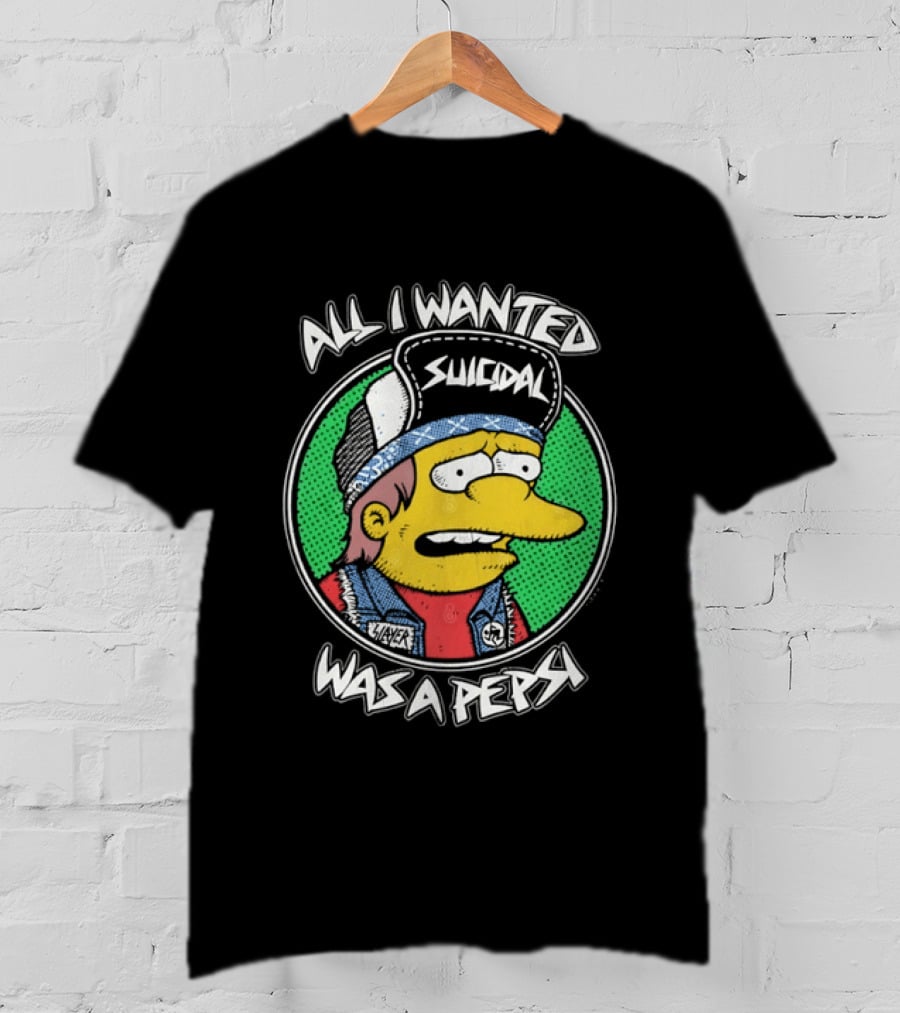 All I Wanted Was A Pepsi Suicidal Distressed Cartoon T-Shirt
