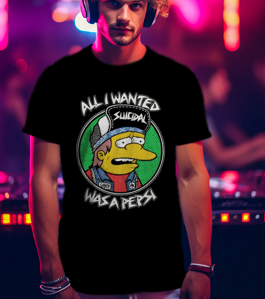 All I Wanted Was A Pepsi Suicidal Distressed Cartoon T-Shirt