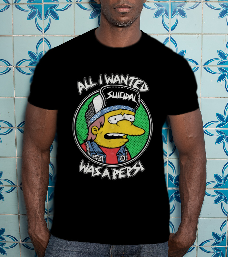 All I Wanted Was A Pepsi Suicidal Distressed Cartoon T-Shirt