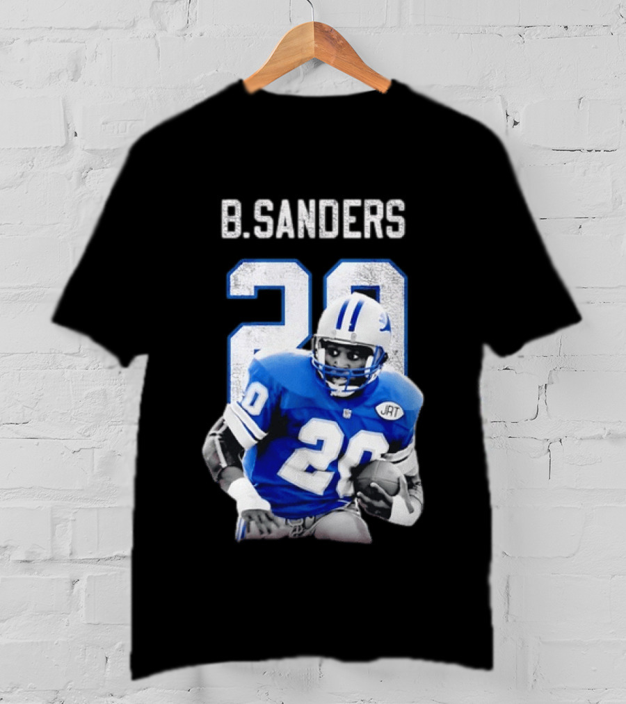 B Sanders 20 Detroit Lions Blue Football Jersey T-Shirt